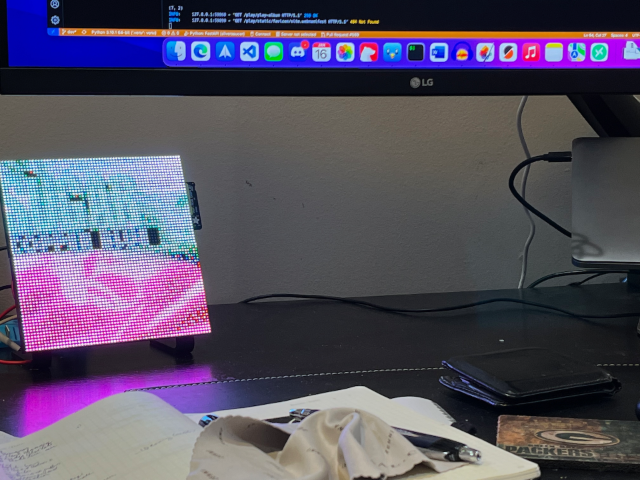 Sugar's Copper Blue album artwork displayed on a 64 by 64 matrix